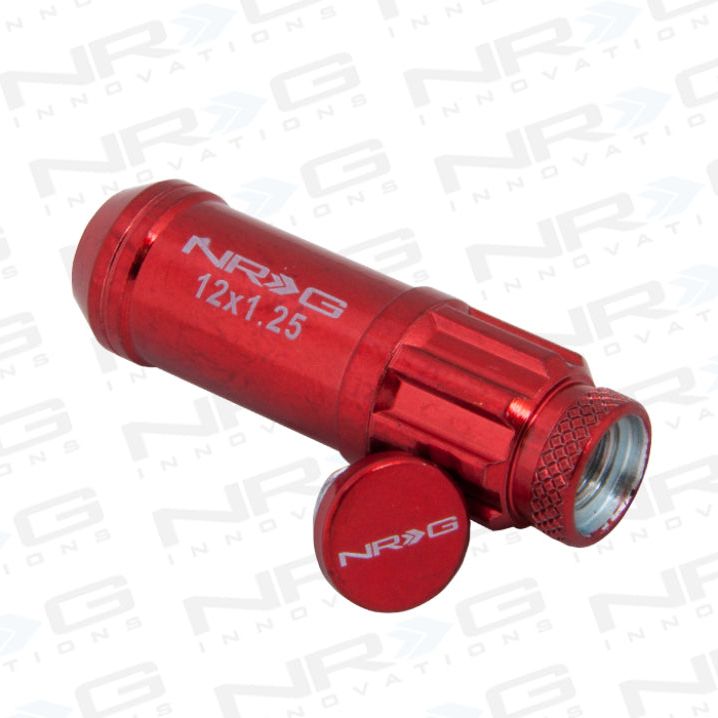 NRG 700 Series M12 X 1.25 Steel Lug Nut w/Dust Cap Cover Set 21 Pc w/Locks & Lock Socket - Red-tuningsupply.com