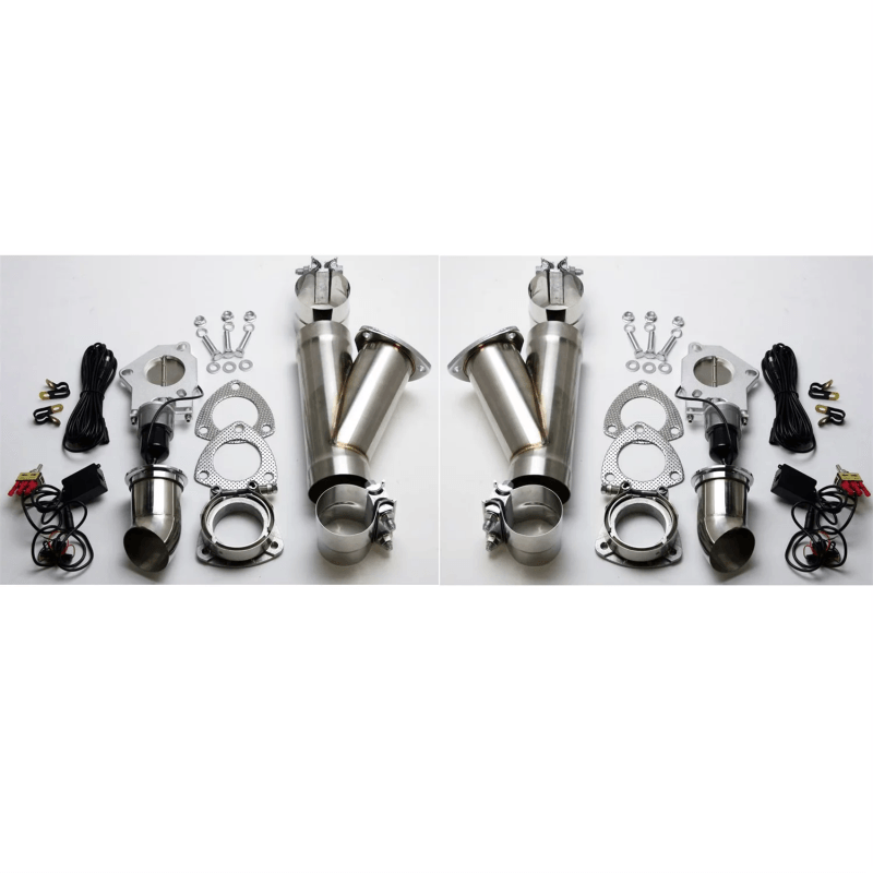 Granatelli 2.5in Aluminized Mild Steel Electronic Dual Exhaust Cutout System w/Slip Fit & Band Clamp-tuningsupply.com