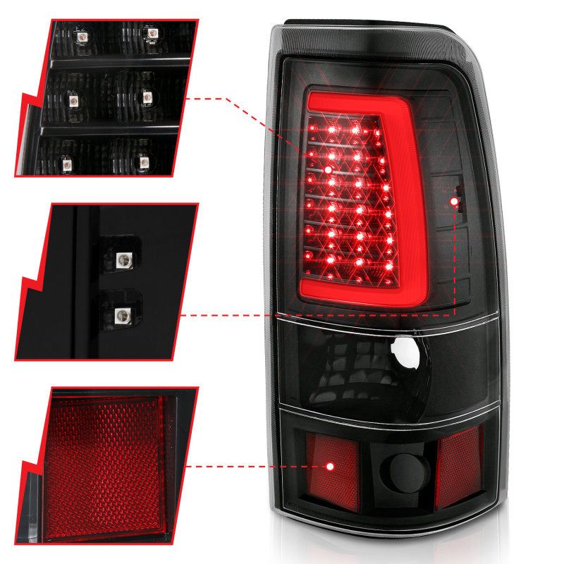 ANZO 2003-2006 Chevy Silverado 1500 LED Taillights Plank Style Black w/Clear Lens-tuningsupply.com