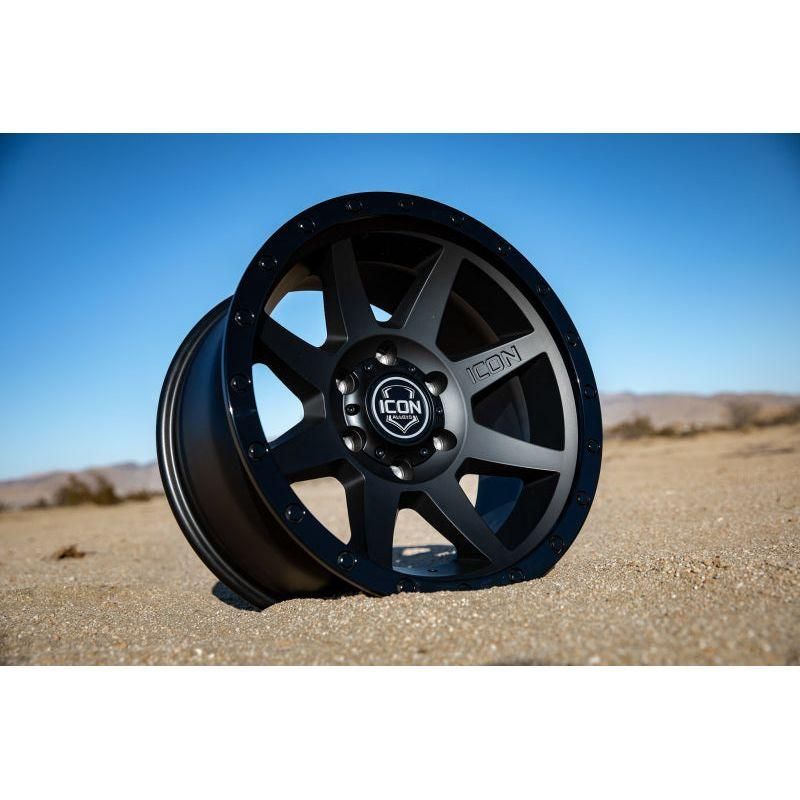 ICON Rebound 17x8.5 6x5.5 0mm Offset 4.75in BS 106.1mm Bore Double Black Wheel-tuningsupply.com