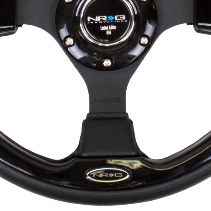 NRG Reinforced Steering Wheel (320mm) Blk w/Gloss Black Trim-tuningsupply.com