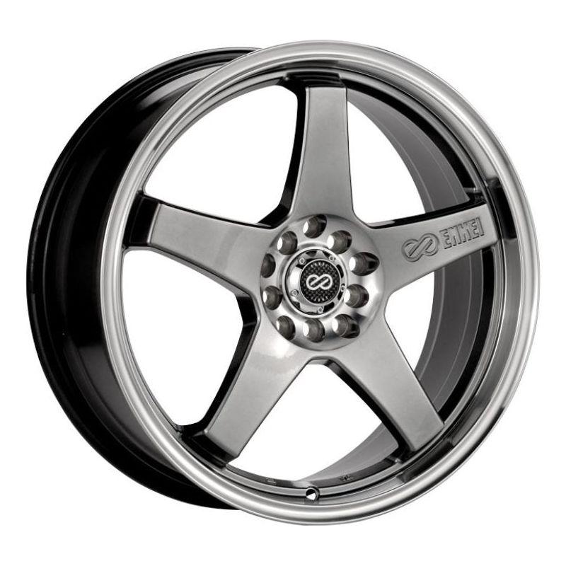 Enkei EV5 17x7 4x100/114.3 45mm Offset 72.6 Bore Diameter Hyper Black w/ Machined Lip Wheel-tuningsupply.com