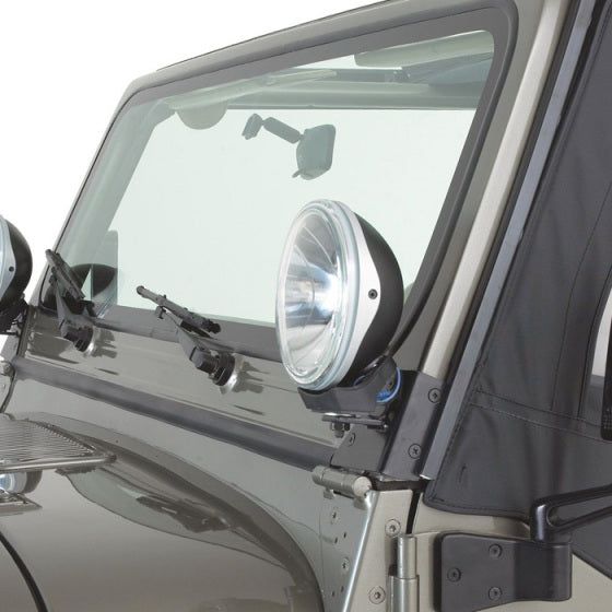 Rampage 1976-1983 Jeep CJ5 Windshield Hinge Light Bracket - Black-Doors-Rampage-RAM7609-SMINKpower Performance Parts