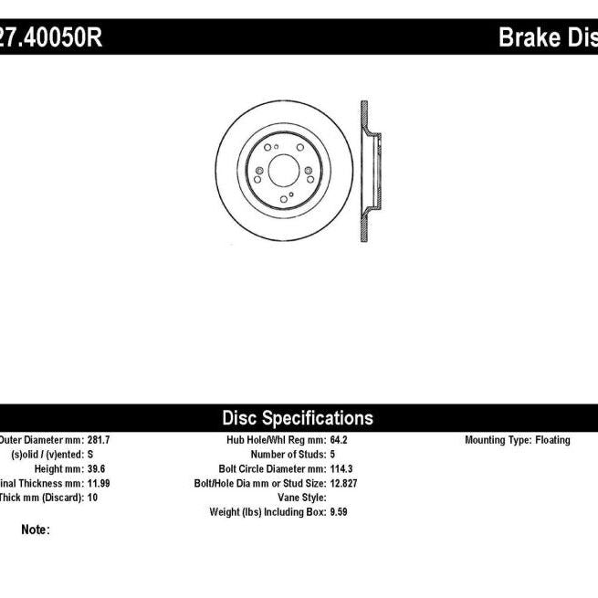 StopTech 00-09 S2000 Slotted & Drilled Right Rear Rotor-Brake Rotors - Slot & Drilled-Stoptech-STO127.40050R-SMINKpower Performance Parts