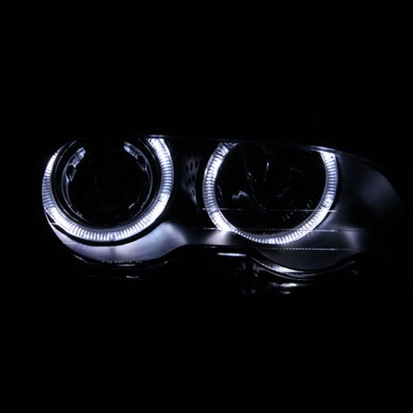 ANZO 2000-2003 BMW 3 Series E46 Projector Headlights w/ Halo Black-tuningsupply.com