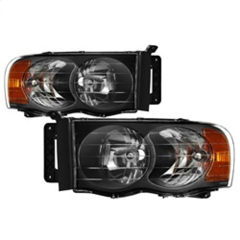 Xtune Dodge Ram 1500 02-05 Amber Crystal Headlights Black HD-JH-DR02-AM-BK - SMINKpower Performance Parts SPY5014313 SPYDER