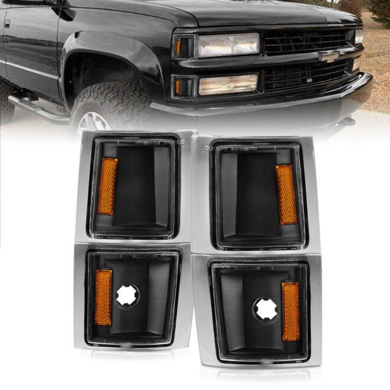 ANZO 1994-1998 Chevrolet Blazer Corner Lights Black Housing Clear Lens w/ Amber Reflector-tuningsupply.com