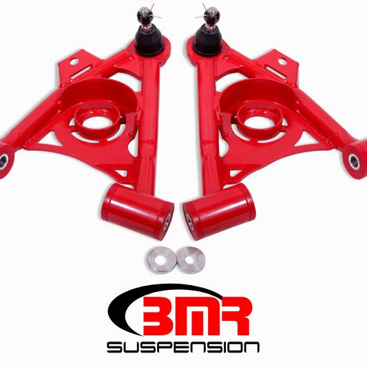 BMR 79-93 Fox Mustang Non-Adj Lower A-Arms Standard Ball Joint Spring Pocket - Red-tuningsupply.com