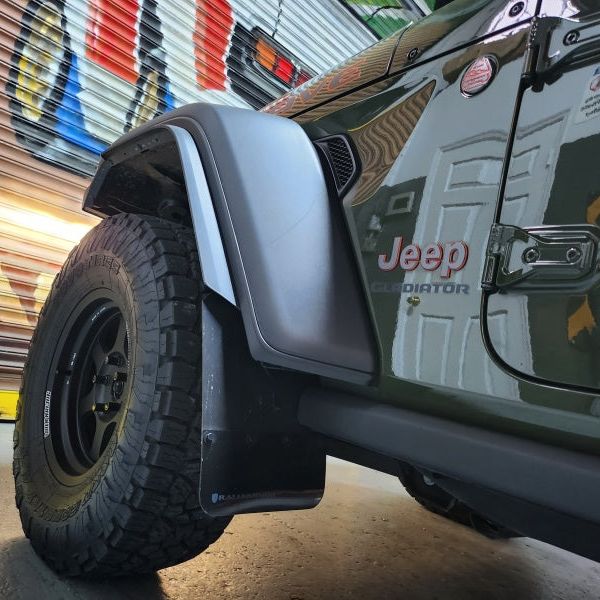 Rally Armor 19-23 Jeep JT Gladiator Mojave/Rubicon Black Mud Flap w/ Grey Logo - SMINKpower Performance Parts RALMF104-BLK-GRY Rally Armor