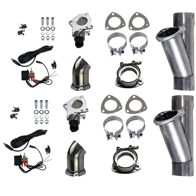 Granatelli 3.0in Alum Mild Steel Electronic Dual Slip Fit Exhaust Cutout w/Band Clamps-tuningsupply.com