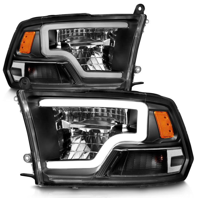 ANZO 2009-2020 Dodge Ram 1500 Full LED Square Projector Headlights w/ Chrome Housing Black Amber-tuningsupply.com