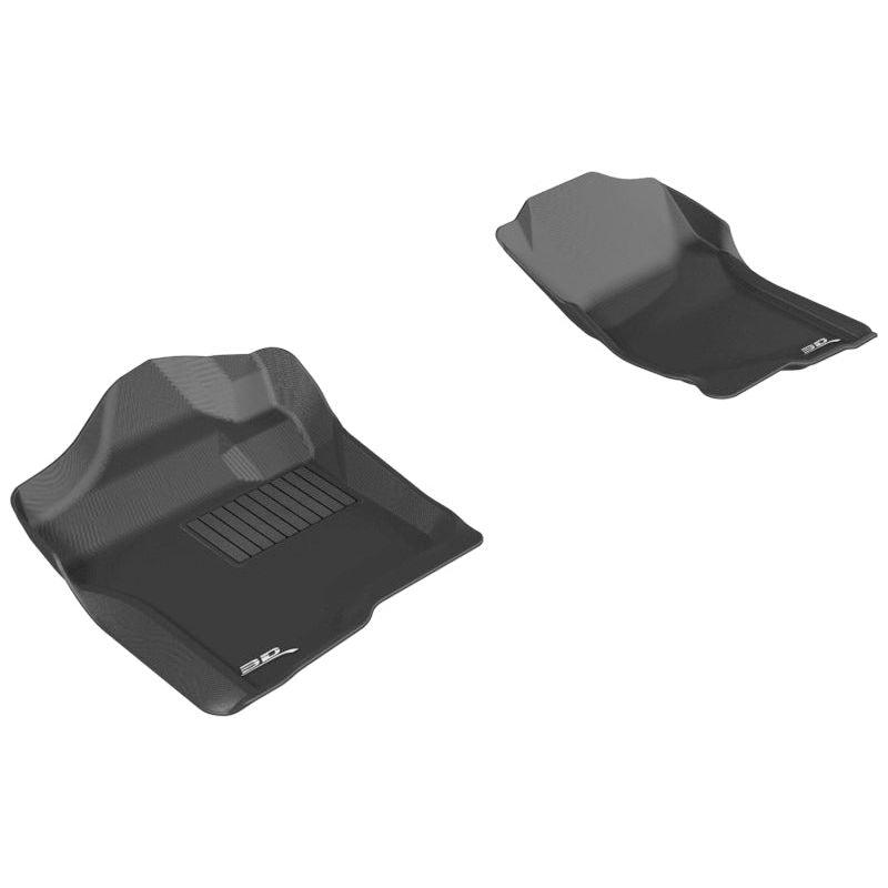 3D MAXpider 2007-2013 Chevrolet Silverado Extended/Crew Cab Kagu 1st Row Floormat - Black-tuningsupply.com