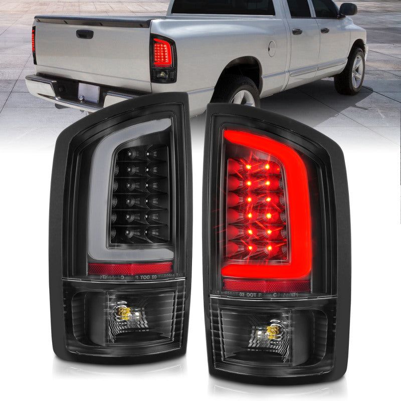 ANZO 2002-2006 Dodge  Ram 1500 LED Tail Lights w/ Light Bar Black Housing Clear Lens-tuningsupply.com