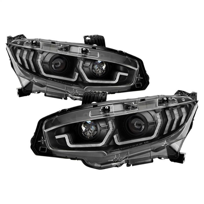 Spyder Honda Civic 16- 2DR/4DR/Hatchback Projector Headlights - Black PRO-YD-HC16SI-SEQGR-BK - SMINKpower Performance Parts SPY5087867 SPYDER