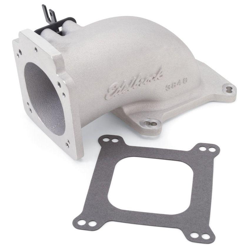 Edelbrock Low Profile Intake Elbow 90mm Throttle Body to Square-Bore Flange As-Cast Finish-tuningsupply.com