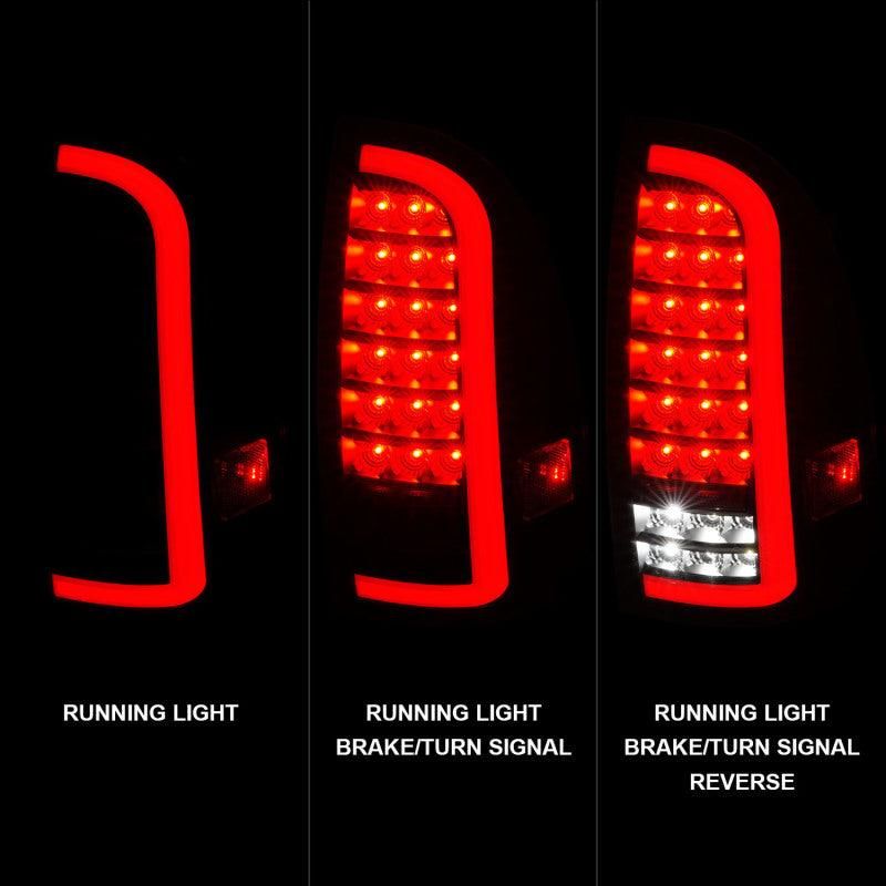 ANZO 05-15 Toyota Tacoma Full LED Tail Lights w/Light Bar Sequential Black Housing Clear Lens-tuningsupply.com