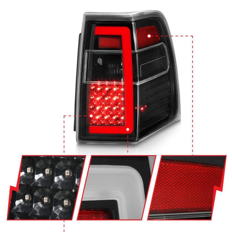 ANZO 07-17 Ford Expedition LED Taillights w/ Light Bar Black Housing Clear Lens-tuningsupply.com