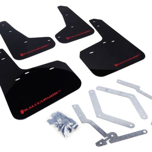 Rally Armor 12-19 Ford Focus ST / 16-19 RS Black Mud Flap w/Red Logo-tuningsupply.com