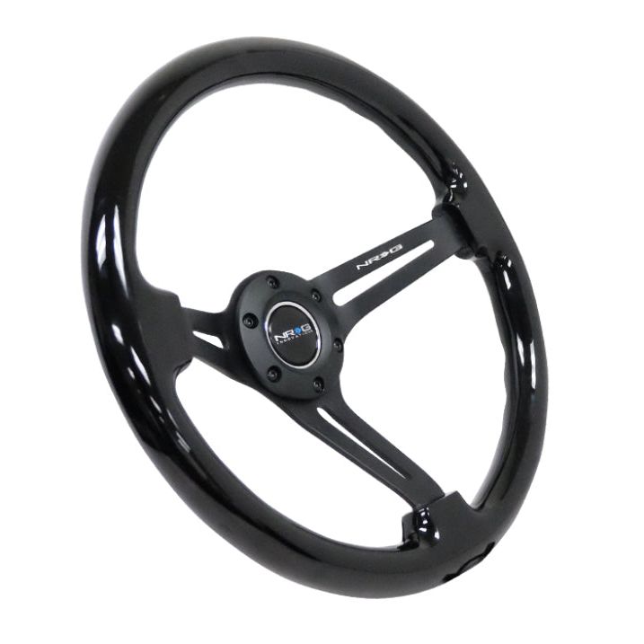 NRG Reinforced Steering Wheel (350mm / 3in. Deep) Blk Wood w/Blk Matte Spoke/Black Center Mark-Steering Wheels-NRG-NRGRST-018BK-BK-SMINKpower Performance Parts