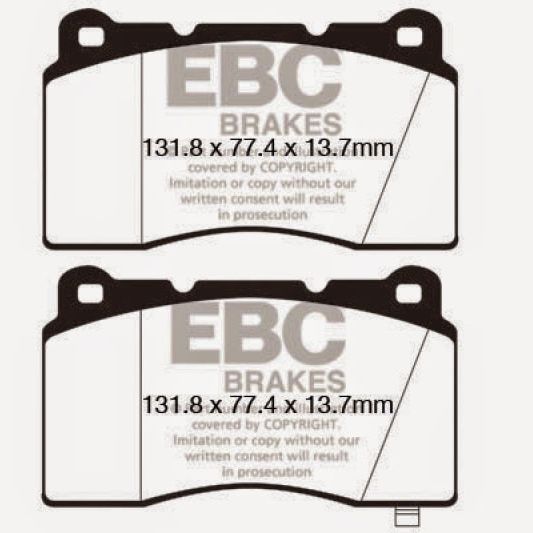 EBC 09+ Hyundai Genesis Coupe 2.0 Turbo (Brembo) Redstuff Front Brake Pads-tuningsupply.com