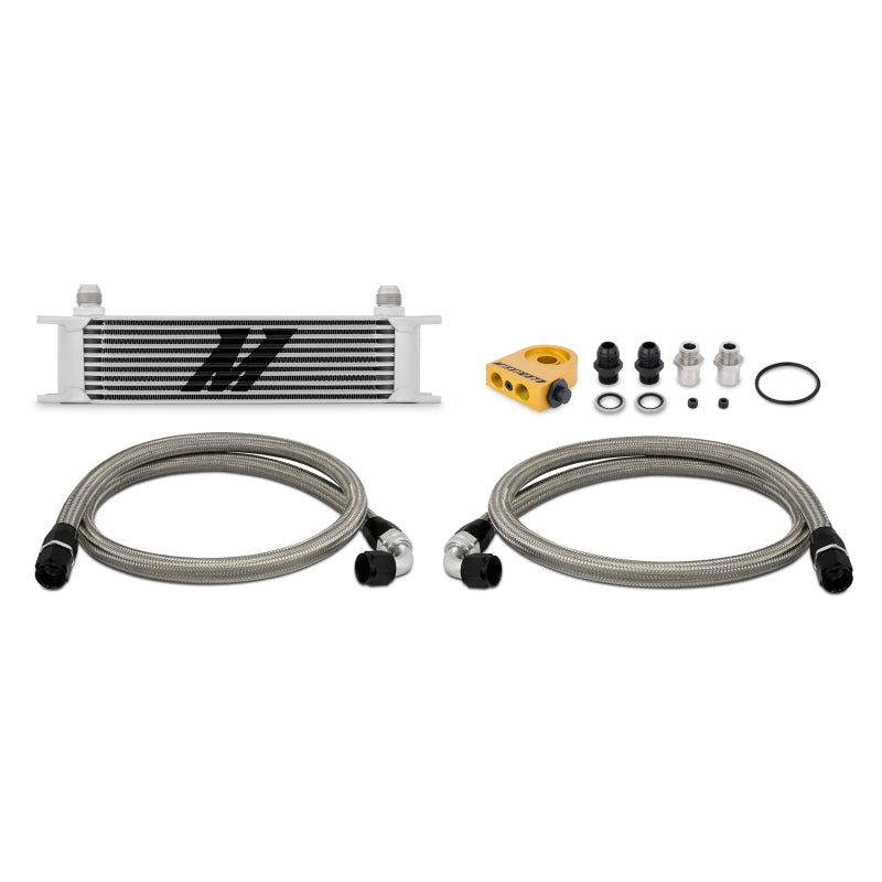 Mishimoto Universal Thermostatic 10 Row Oil Cooler Kit - Silver-tuningsupply.com