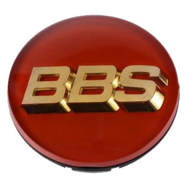 BBS Center Cap - 70mm Red w/ Gold 3D Logo (4-tab)-tuningsupply.com