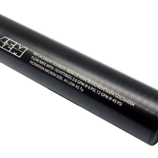 AEM Universal High Flow -10 AN Inline Black Fuel Filter-tuningsupply.com