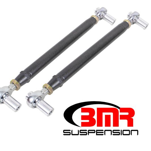 BMR 79-98 Fox Mustang Chrome Moly Lower Control Arms w/ Double Adj. Rod Ends - Black Hammertone-tuningsupply.com