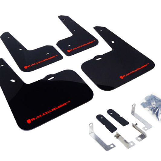 Rally Armor 12-18 Hyundai Veloster Black UR Mud Flap w/ Red Logo-tuningsupply.com