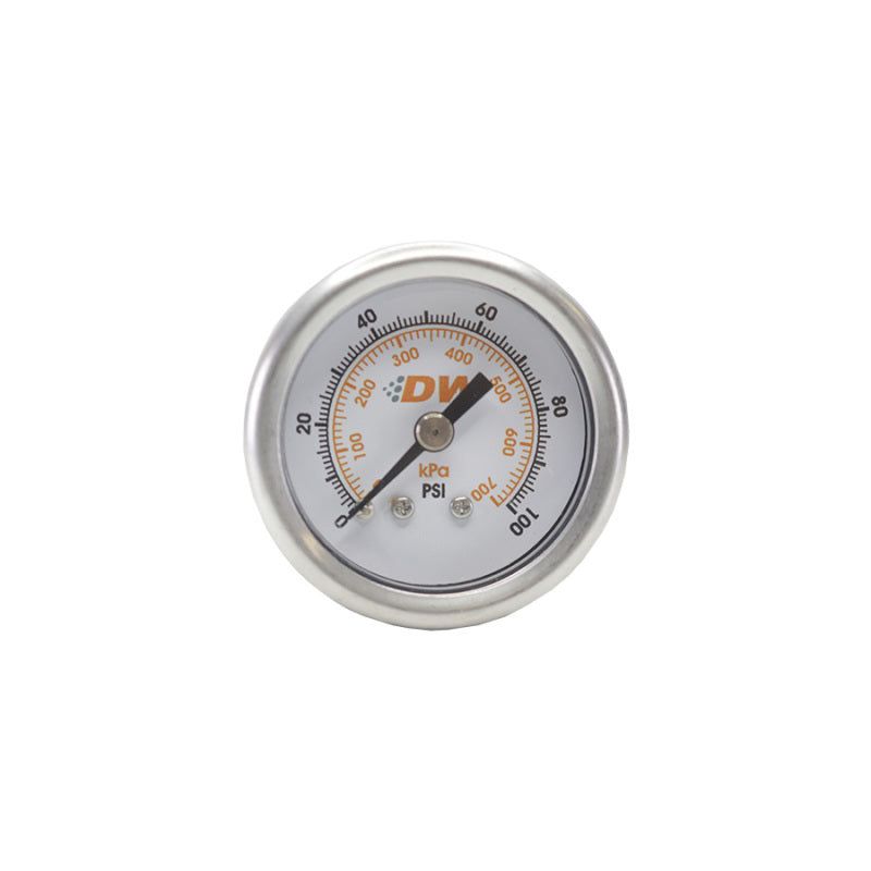 DeatschWerks 0-100 PSI 1/8in NPT Mechanical Fuel Pressure Gauge 1.5in Diameter Black Housing-tuningsupply.com