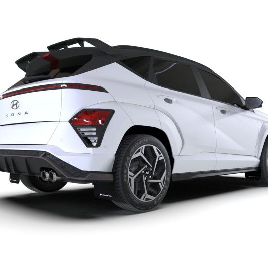 Rally Armor 2024 Hyundai Kona N Line Black UR Mud Flap - White Logo-Mud Flaps-Rally Armor-RALMF103-UR-BLK-WH-SMINKpower Performance Parts