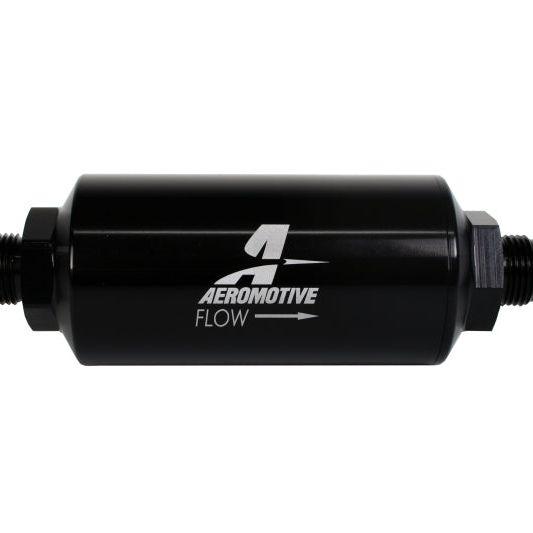 Aeromotive In-Line Filter - (AN -8 Male) 10 Micron Fabric Element Bright Dip Black Finish-tuningsupply.com