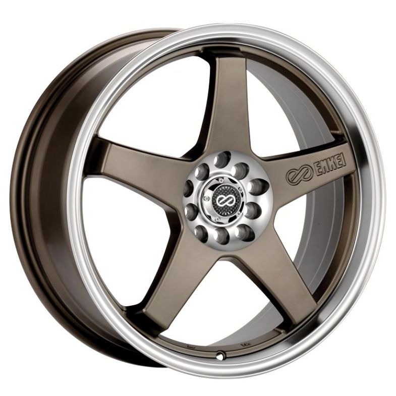 Enkei EV5 17x7 4x100/114.3 45mm Offset 72.6 Bore Diameter Matte Bronze w/ Machined Lip Wheel-tuningsupply.com