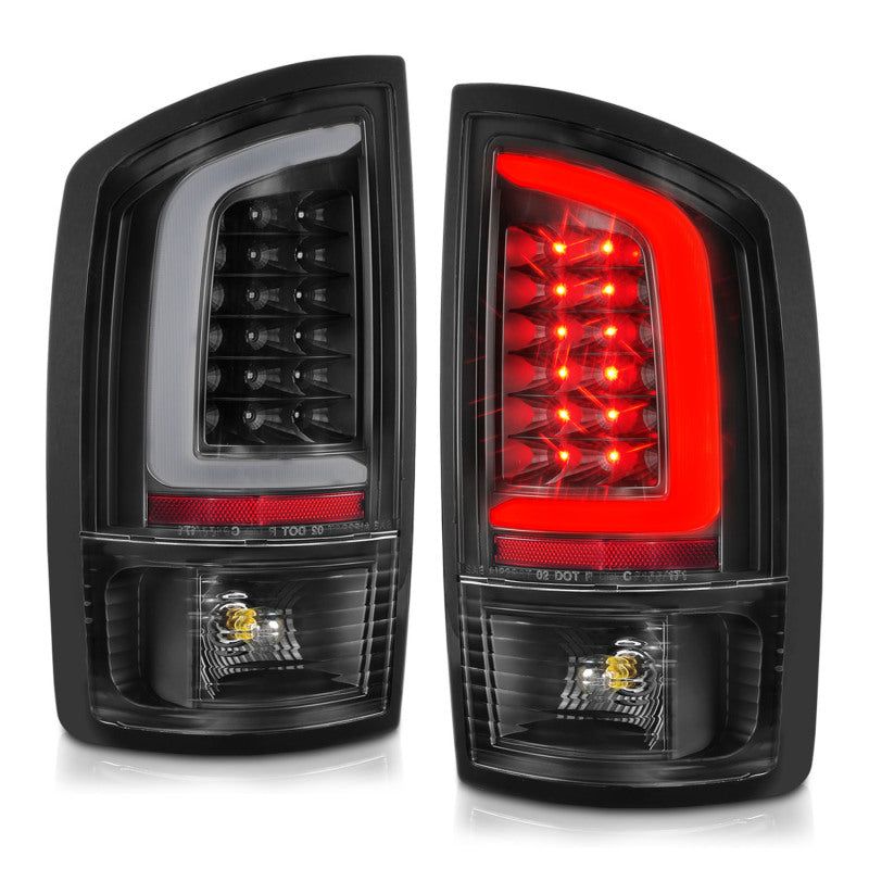 ANZO 2002-2006 Dodge  Ram 1500 LED Tail Lights w/ Light Bar Black Housing Clear Lens-tuningsupply.com