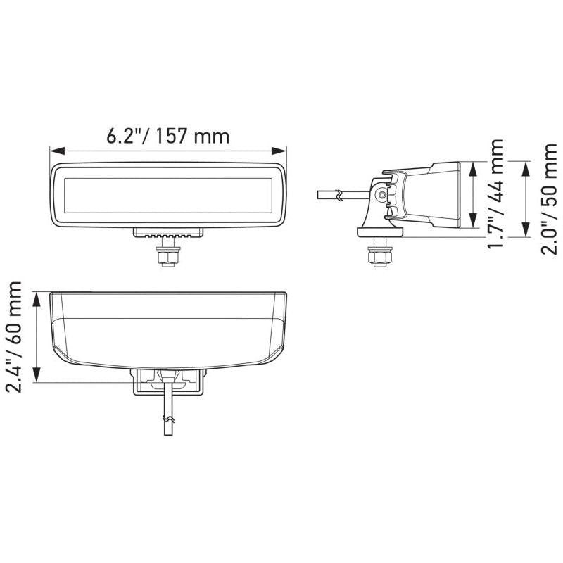 Hella Universal Black Magic 6 L.E.D. Mini Light Bar - Flood Beam-tuningsupply.com