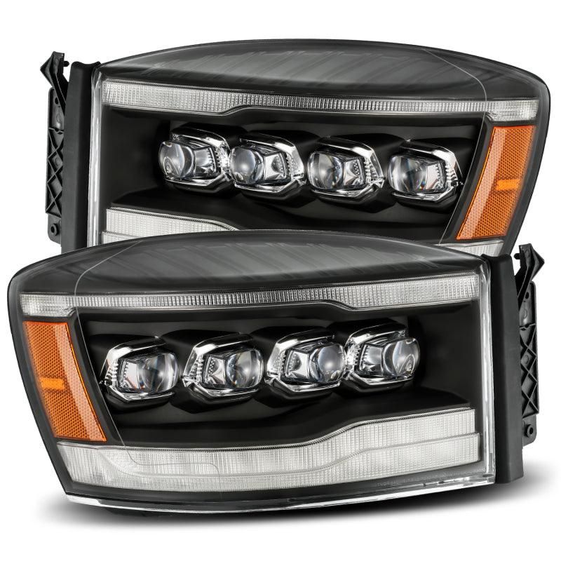 AlphaRex 06-08 Dodge Ram 1500HD NOVA LED ProjHeadlights Plank Style Blk w/Seq Signal/DRL/Amber LED-tuningsupply.com