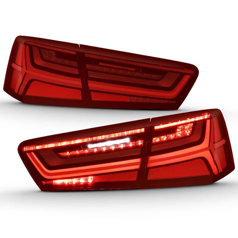 ANZO 2012-2018 Audi A6 LED Taillight Black Housing Red/Clear Lens 4 pcs (Sequential Signal)-tuningsupply.com