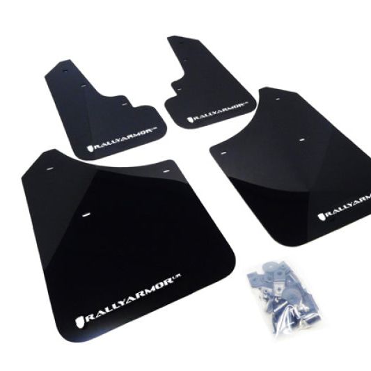 Rally Armor 03-08 Subaru Forester Black UR Mud Flap w/ White Logo-tuningsupply.com