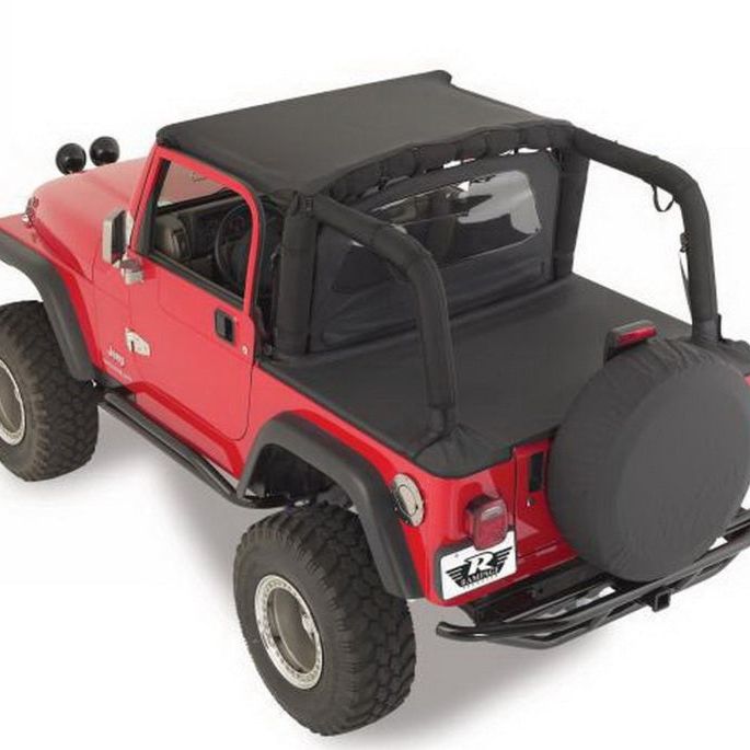 Rampage 1992-1995 Jeep Wrangler(YJ) Tonneau Cover - Black Denim-Soft Tops-Rampage-RAM721015-SMINKpower Performance Parts