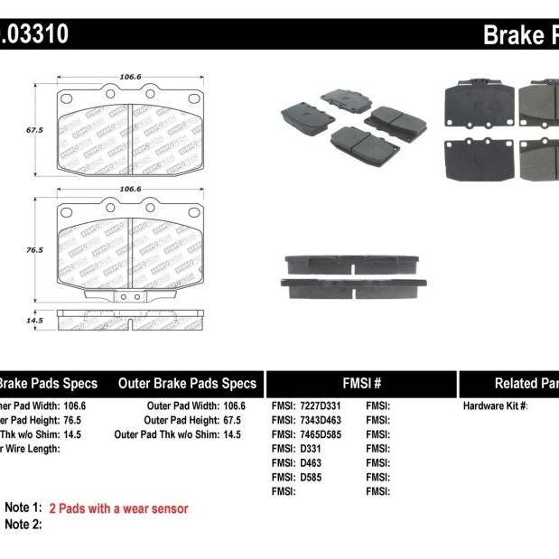 StopTech Performance 89-95 Mazda RX7 Front Brake Pads-Brake Pads - Performance-Stoptech-STO309.03310-SMINKpower Performance Parts