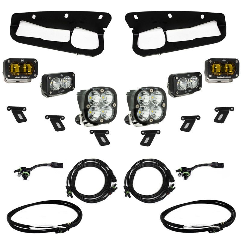 Baja Designs 21-22 Ford Bronco w/Steel Bumper S2 SAE Pro Fog Pocket Light Kit w/Upfitter - Amber-tuningsupply.com