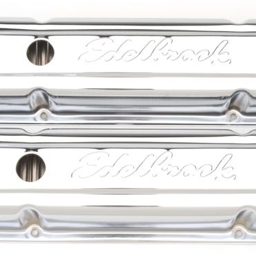 Edelbrock Valve Cover Signature Series Chevrolet 1959-1986 262-400 CI V8 Low Chrome-tuningsupply.com