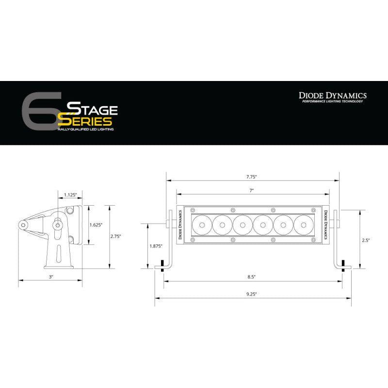 Diode Dynamics 6 In LED Light Bar Single Row Straight SS6 - Amber Wide Light Bar (Pair)-tuningsupply.com