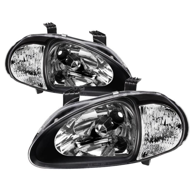 Xtune Honda Del Sol 93-97 1Pc Crystal Headlights Black HD-ON-HDEL93-1P-BK - SMINKpower Performance Parts SPY5014207 SPYDER