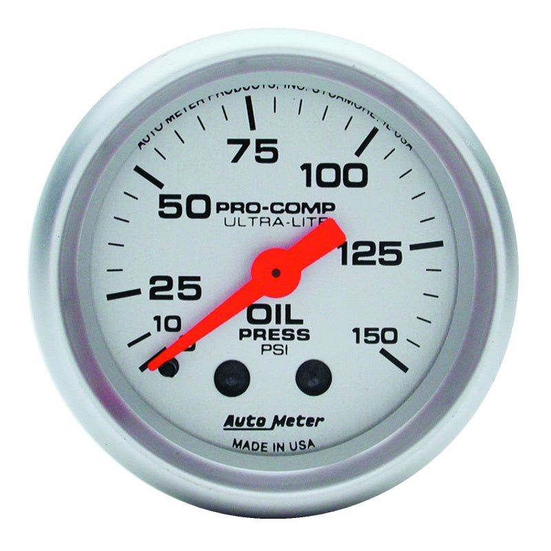 Autometer Ultra-Lite 52mm 0-150 PSI Mechanical Oil Pressure Gauge-tuningsupply.com