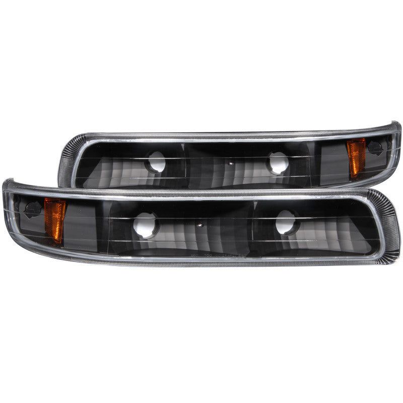 ANZO 1999-2002 Chevrolet Silverado 1500 Euro Parking Lights Black w/ Amber Reflector-tuningsupply.com