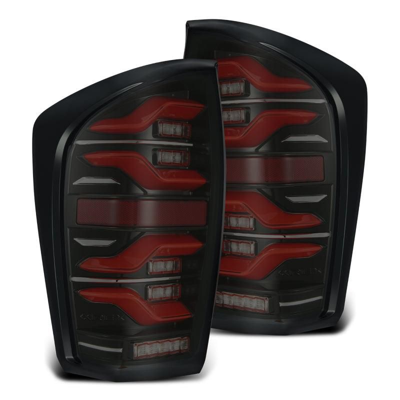 AlphaRex 16-21 Toyota Tacoma LUXX LED Taillights Blk/Red w/Activ Light/Seq Signal-tuningsupply.com