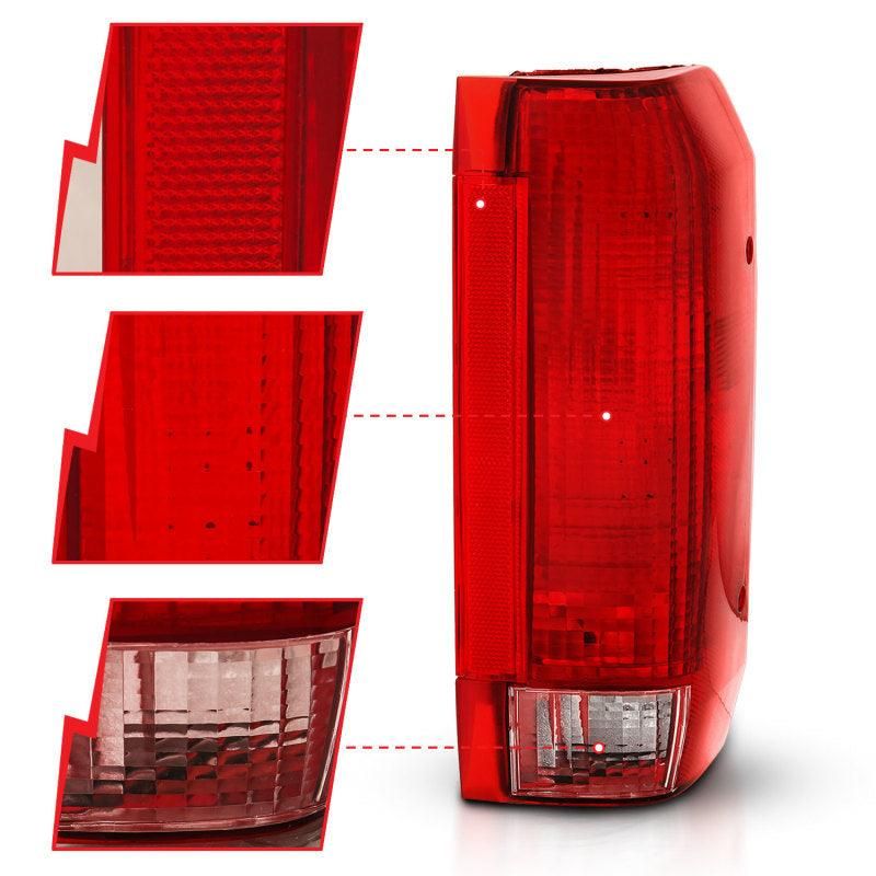 ANZO 1992-1996 Ford Bronco Taillight Red/Clear Lens (OE Replacement)-tuningsupply.com