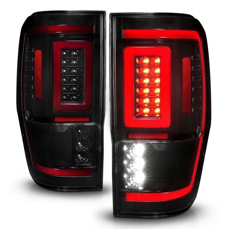 ANZO 19-22 Ford Ranger Full LED Taillights w/ Lightbar Sequential Signal Black Housing/Smoke Lens-tuningsupply.com