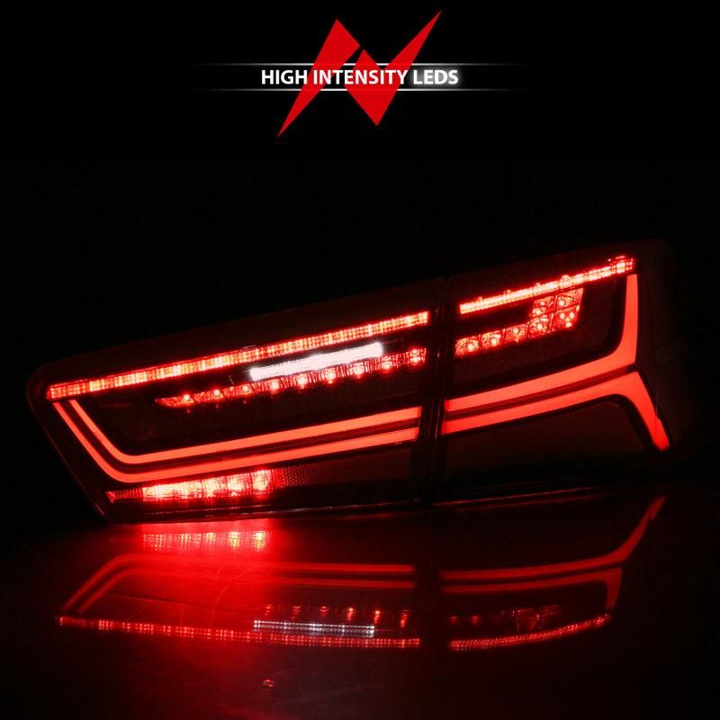 ANZO 2012-2018 Audi A6 LED Taillight Black Housing Red/Clear Lens 4 pcs (Sequential Signal)-tuningsupply.com